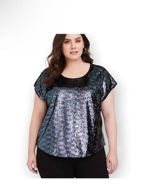 Torrid Iridescent Scoop Neck Short Sleeve Top Size 1X
